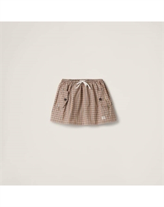 Юбка из технической ткани в клетку гингем, мультиколор Miu miu