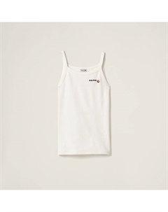 Топ из эластичного джерси, белый Miu miu