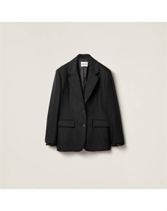 Прямой пиджак с тонкими полосками, черный Miu miu