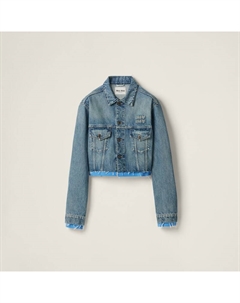 Куртка дальнобойщика из денима и поплина, синий Miu miu