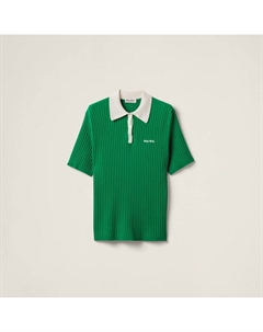 Рубашка-Поло из кашемира в рубчик, мультиколор Miu miu