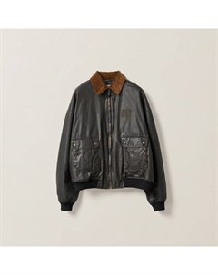 Куртка-Бомбер из прорезиненного поплина, черный Miu miu