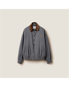 Пиджак из шамбре с бархатным воротником, серый Miu miu