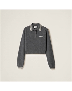 Рубашка поло из шерсти и кашемира, серый Miu miu