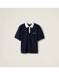 Рубашка поло из хлопкового пике, синий Miu miu