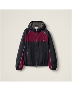 Куртка на молнии из технического шелка, синий Miu miu