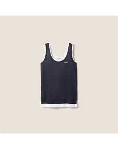 Короткое платье из трикотажа и поплина, мультиколор Miu miu