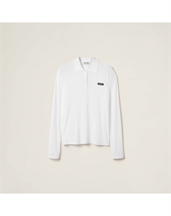 Рубашка-Поло из ребристого джерси, белый Miu miu