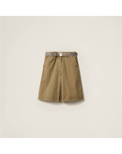 Юбка из хлопкового атласа, окрашенного в готовом виде, зеленый Miu miu