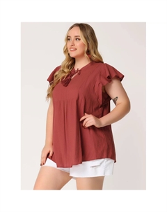 Женская струящаяся туника больших размеров с баской и галстуком-бабочкой с V-образным вырезом и рюшами Agnes orinda