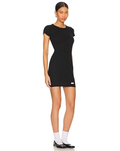 Платье с короткими рукавами и круглым вырезом, черный Alexander wang