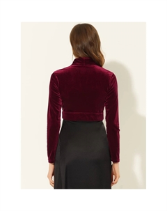 Женское бархатное укороченное болеро с длинными рукавами и открытым передом, ярко-розовый Allegra k