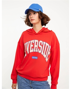 Женская толстовка с длинным рукавом и капюшоном с принтом, красный Xside