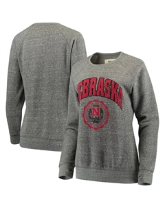 Женский свитшот Pressbox Heathered Grey Nebraska Huskers Edith Vintage Knobi Pullover Unbranded