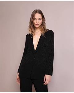 Женский пиджак с жаккардовым узором в виде черепа и воротником с лацканами, черный Scalpers