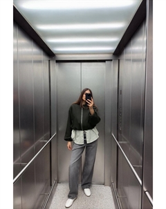 Мягкая куртка-бомбер с эластичной отделкой, хаки Zara