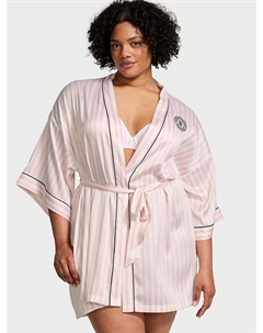 Короткий атласный халат с кантом, розовый Victoria's secret