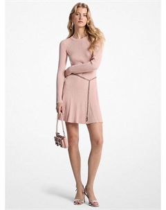 Платье из эластичного трикотажа с поясом, розовый Michael kors