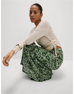 Юбка миди А-силуэта из джерси с принтом, зеленый Marks & spencer