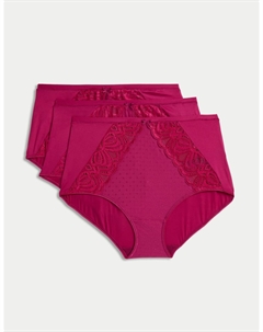 3 пары трусиков-брифов Amelia Lace Full, цвет Dark raspberry Marks & spencer