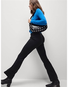 Трикотажные расклешенные брюки с эластичной талией, черный Marks & spencer