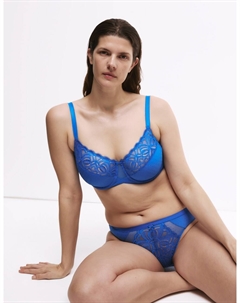 Кружевной бюстгальтер-минимайзер на косточках, синий Marks & spencer