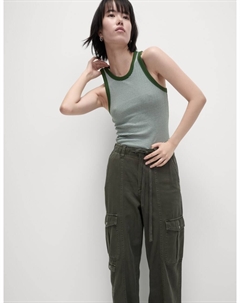 Жилет-борцовка с высоким содержанием хлопка в полоску, зеленый Marks & spencer