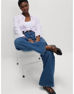 Рубашка с принтом и воротником на пуговицах, сиреневый микс Marks & spencer