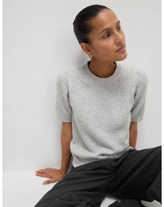 Топ Pointelle Slim Fit с рукавами-фонариками, серый Marks & spencer