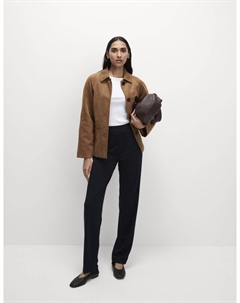 Трикотажные брюки прямого покроя с эластичностью, темно-синий Marks & spencer