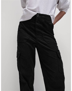 Прямые брюки-карго Lyocell Rich, черный Marks & spencer
