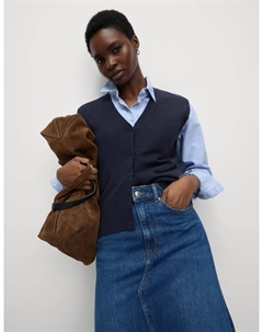 Жилет из чистой мериносовой шерсти, темно-синий Marks & spencer