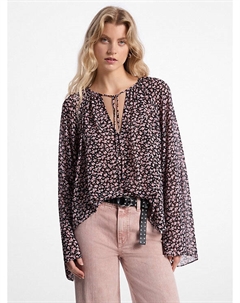 Блузка из цветочного жоржета с расклешенными рукавами, розовый Michael kors