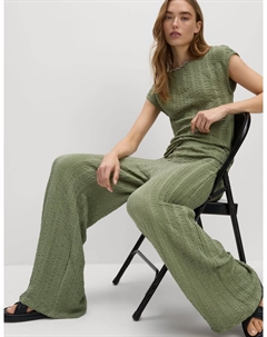 Широкие брюки с фактурной резинкой на талии, цвет Faded khaki Marks & spencer