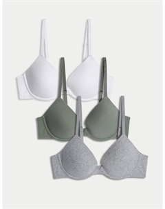 3pk Wired Plunge T-Shirt Bras AE, зеленый Marks & spencer