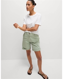 Шорты-чиносы из богатого хлопка с рисунком чайный крашеный, зеленый Marks & spencer