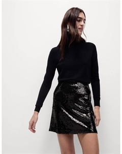 Юбка мини-трапеции с пайетками, черный Marks & spencer