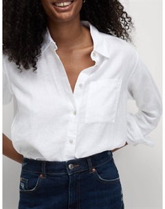 Рубашка свободного покроя из чистого льна в стиле Girlfriend, белый Marks & spencer