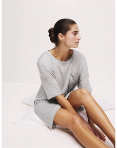 Ночная рубашка с мягкой атласной отделкой, серый Marks & spencer