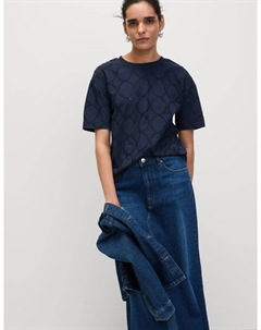 Футболка с богатой хлопковой вышивкой, темно-синий Marks & spencer