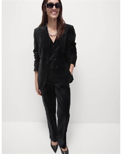 Прямые брюки из бархата с высоким содержанием хлопка, черный Marks & spencer