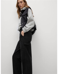 Плотницкие брюки прямого покроя из хлопка с высоким содержанием хлопка, черный Marks & spencer