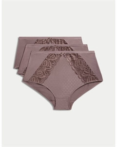 3 пары трусиков-брифов Amelia Lace Full, серо-коричневый Marks & spencer