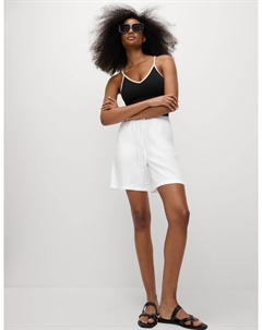 Шорты с высокой талией из льна, белый Marks & spencer