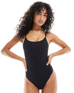 Боди-стринги Essential из микрофибры с круглым вырезом черного цвета Dorina