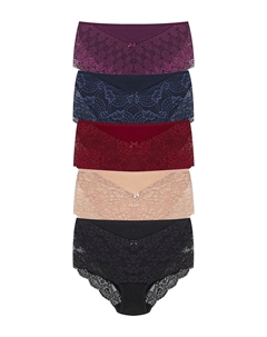 Женские трусики больших размеров с кружевной отделкой спереди и на штанинах, 5 шт., смешанный Hnx