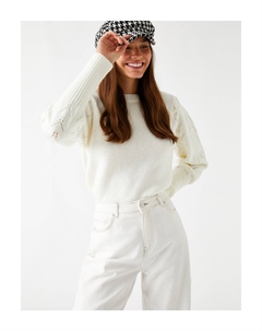 Вязаный свитер с круглым вырезом, экрю Koton