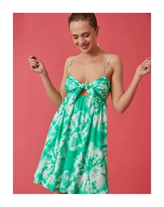 Мини-платье с узором, тонкими бретелями и завязками, зеленый Koton