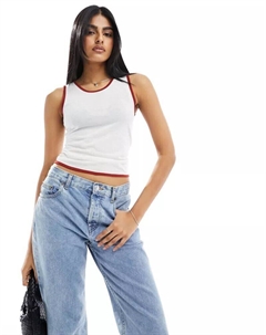 Майка цвета слоновой кости с контрастной окантовкой Trucker Asos