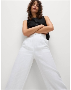 Зауженные брюки из чистого льна, белый Marks & spencer